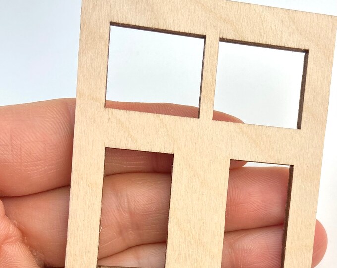 Unfinished 1/12th Scale Wood Dollhouse Fairy Garden Church Diorama Bird House Round  Arch Top 8 Square Grids Window Crafts Doll House 1:12