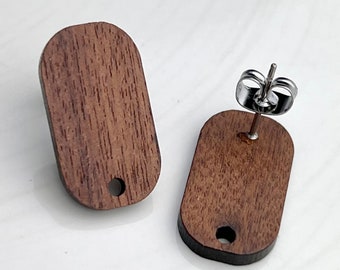 12pcs Wood Wooden Stud Post Rounded Oval Earrings w/ Earring Backs Connector Loop Holes Dangle DIY Earrings Findings Jewelry Making