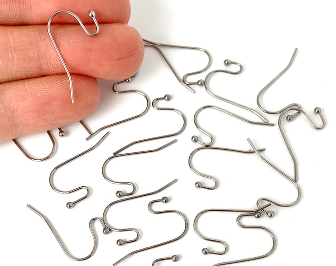 100 Pieces 21x12mm Stainless Steel 316 Silver Earring Hooks with Ball End French Ear Wires Earrings, Jewelry Making