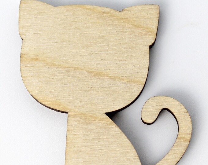 Kitty Cat Kitten Unfinished Wood Laser Cutout Shape Crafts Sign Door Hanger Wreath DIY Ready to Paint or Stain ALL SIZES
