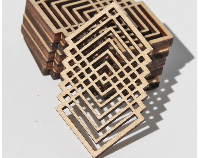 BULK (12pc to 100pc) Unfinished Wood Geometric Lines Shape With Cutouts Dangle Earring Jewelry Blanks Shape Crafts Made in Texas