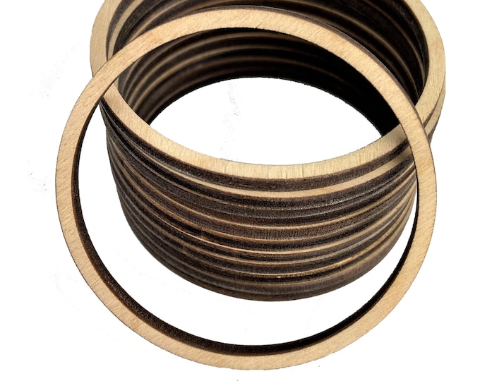 ALL SIZES BULK (12pc to 100pc) Unfinished Wood Laser Cutout Thin  Hoop Hoops Frames Dangle Earring Jewelry Blanks Shape Crafts Made in Texas