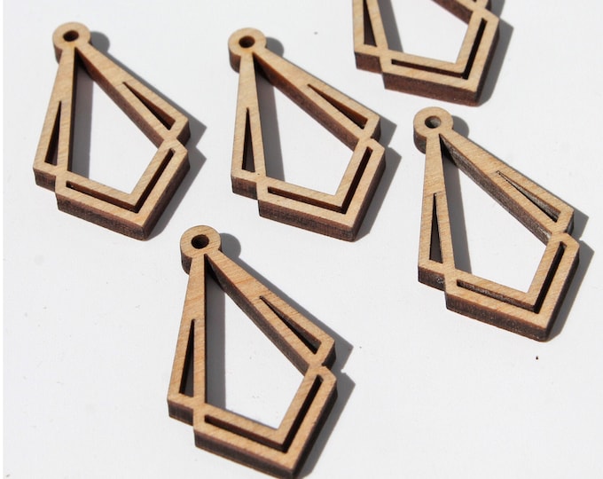 BULK (12pc to 100pc) Unfinished Wood Geometric Hollow Diamond Shape With Cutouts Dangle Earring Jewelry Blanks Shape Crafts Made in Texas