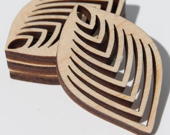 Bulk Unfinished Wood Teardrop Earring Blanks, Chevron Cutouts (12-100pc)