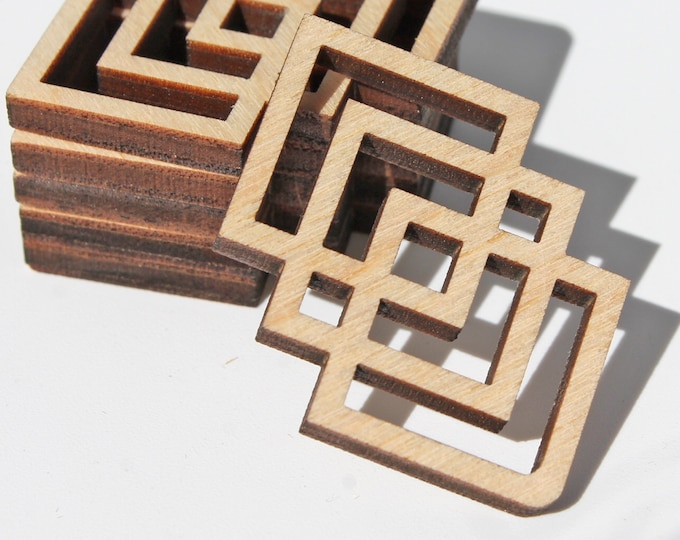BULK (12pc to 100pc) Unfinished Wood Geometric Diamond Lines Shape With Cutouts Dangle Earring Jewelry Blanks Shape Crafts Made in Texas