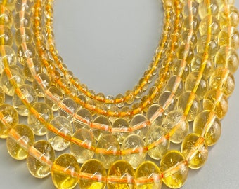 ALL SIZE Citrine Yellow Bead 1 Strands Choose Size 4mm 6mm 8mm 10mm 12mm Loose Beads Gemstones Necklace,Bracelet,Earring Jewelry Crafting
