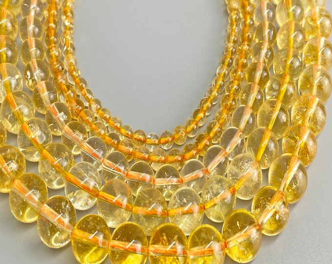 ALL SIZE Citrine Yellow Bead 1 Strands Choose Size 4mm 6mm 8mm 10mm 12mm Loose Beads Gemstones Necklace,Bracelet,Earring Jewelry Crafting