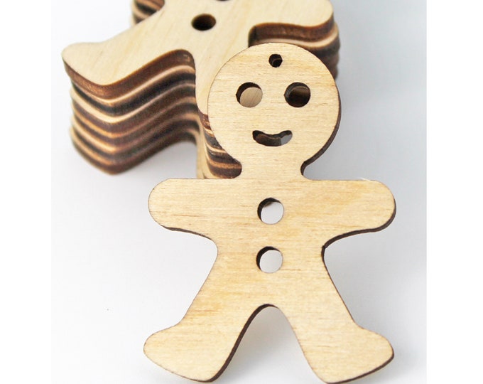 BULK (12pc to 100pc) Unfinished Wood Gingerbread Man Christmas Cutout Dangle Earring Jewelry Blanks Shape Ornament Crafts Charms