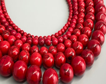 ALL SIZE Red Turquoise Strands 4mm 6mm 8mm 10mm 12mm Loose Beads Gemstones Necklace,Bracelet,Earring Jewelry Crafts Crafting
