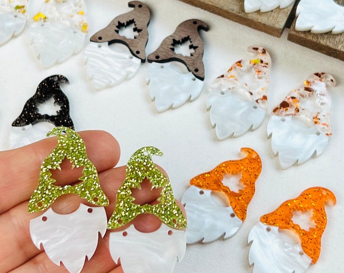 Fall Glitter Gnome Earring Blanks, DIY Earrings, Earring Making Supplies