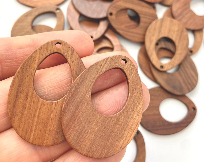 Beautiful Lightweight Natural Wood 37mmx28mm Teardrop with Cutout Earring Earrings Charms Jewelry Making Crafts
