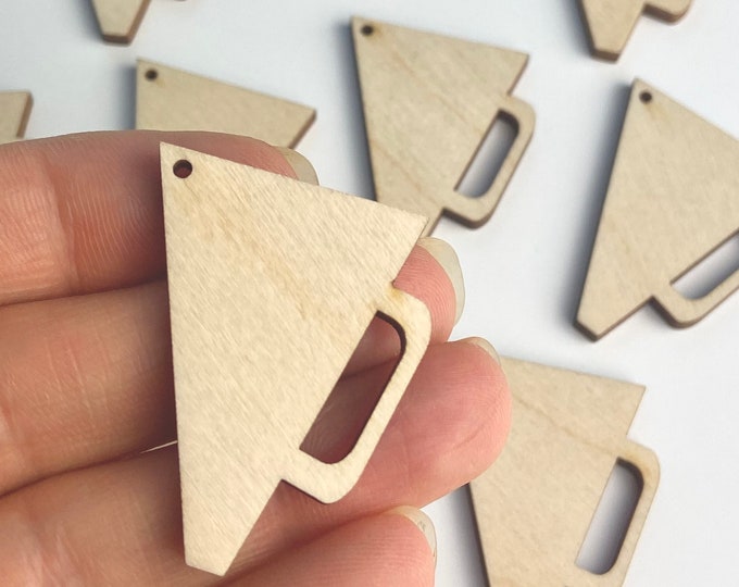 ALL SIZES BULK (12pc to 100pc) Unfinished Wood Laser Cutout Cheerleader Cheerleading Megaphone Earring Jewelry Blanks Shape Crafts