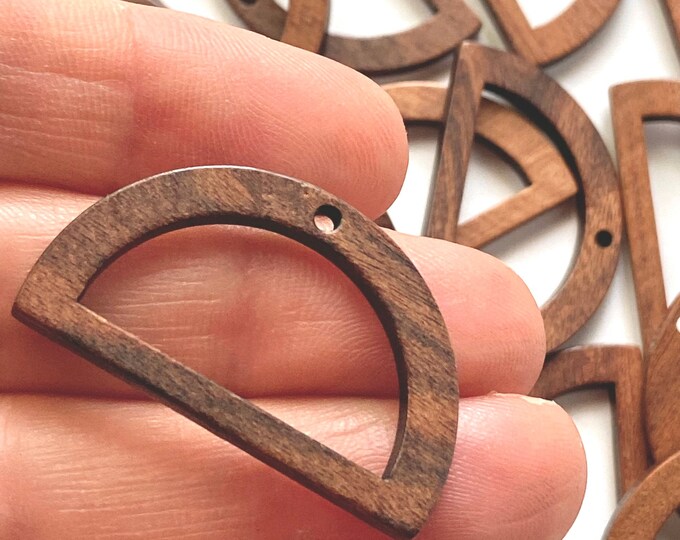 Lightweight Natural Wood 35mmx20mm Hollow Semi Half Circle Macrame Cutout Earring Earrings Charms Jewelry Making Crafts