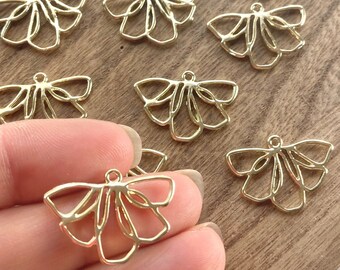 Clearance 30 Imperfect Pieces 25x17mm Gold Half Flower Fan Charm Charms with Connector Holes Earrings Earring Making Findings