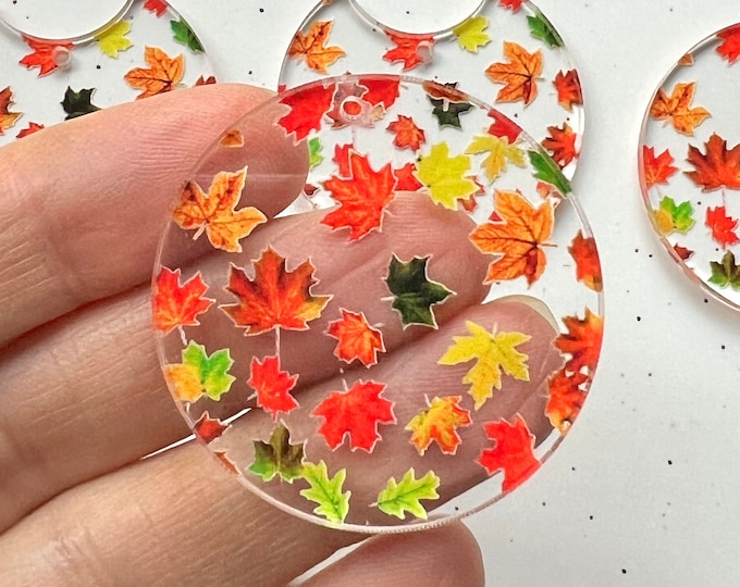 Pick your Shape! Fall Leaf Leaves Patterned Acrylic Earring Blanks