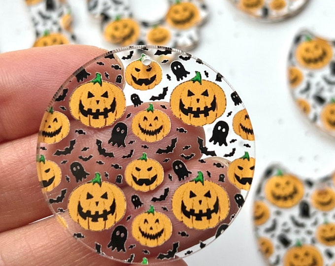 Pick your Shape! Fall Halloween Absract Pumpkin Ghost Patterned Acrylic Earring Blanks