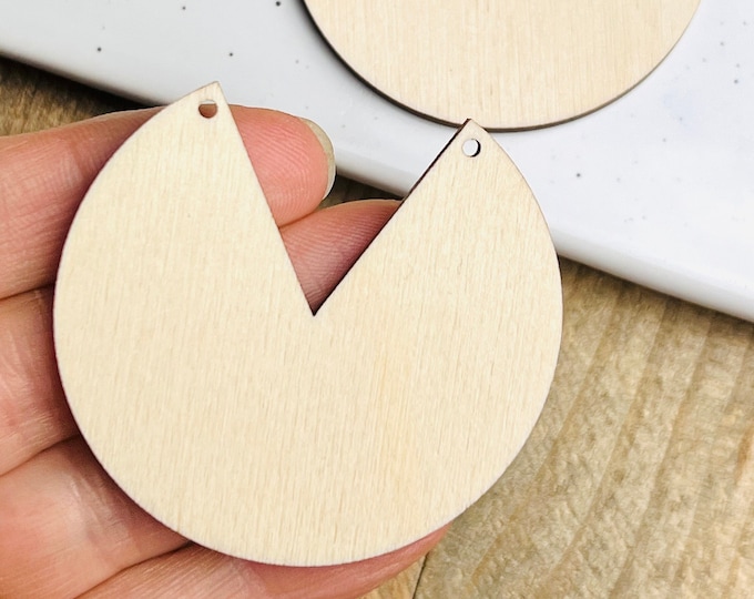 ALL SIZES BULK (12pc to 100pc) Unfinished Wood Laser Cutout Solid Hoop Round with Cutout Earring Jewelry Blanks Shape Made in Texas