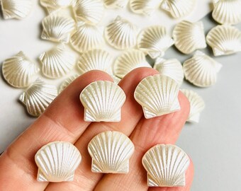 12/24/50 Piece Acrylic Creamy White Pearl 13mm or 15mm Seashell Clam Shell Beads, Jewelry Supplies, Beach Ocean Beads, Bracelet Making Beads