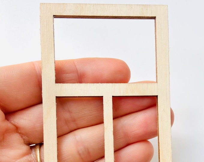 Unfinished 1/12th Scale Wood Dollhouse Fairy Garden Church Diorama Bird House Cross X 3 Square Grid Grids Window Crafts Doll House 1:12