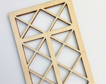 Unfinished 1/12th Scale Wood Dollhouse Fairy Garden Church Diorama Bird House Cross X Grid Window Crafts Doll House 1:12