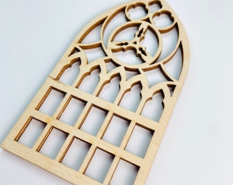 Unfinished 1/12th Scale Wood Dollhouse Fairy Garden Church Diorama Bird House Cathedral Window Crafts Doll House 1:12