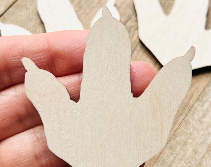 6-Pack Dinosaur Foot Prints FREE SHIPPING! Laser Unfinished Wood Feet Cut Out Shapes Crafts Footprint Feet Craft Prehistoric