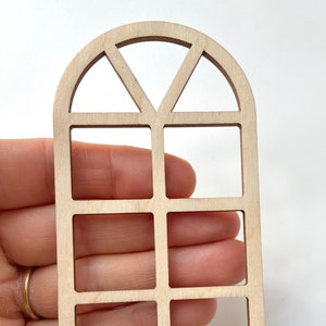Unfinished 1/12th Scale Wood Dollhouse Fairy Garden Church Diorama Bird House Round Sunburst Arch Square Grids Window Crafts Doll House 1:12