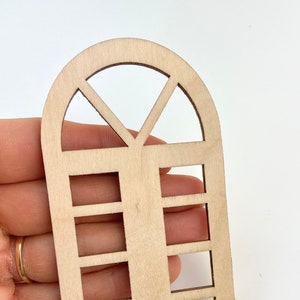 Unfinished 1/12th Scale Wood Dollhouse Fairy Garden Church Diorama Bird House Round Sunburst Arch Square Grids Window Crafts Doll House 1:12