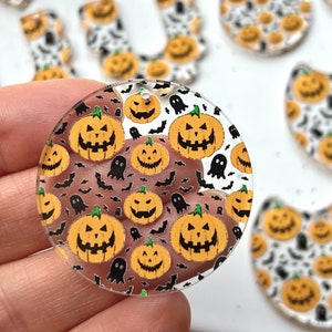 Pick your Shape! Fall Halloween Absract Pumpkin Ghost Patterned Acrylic Earring Blanks
