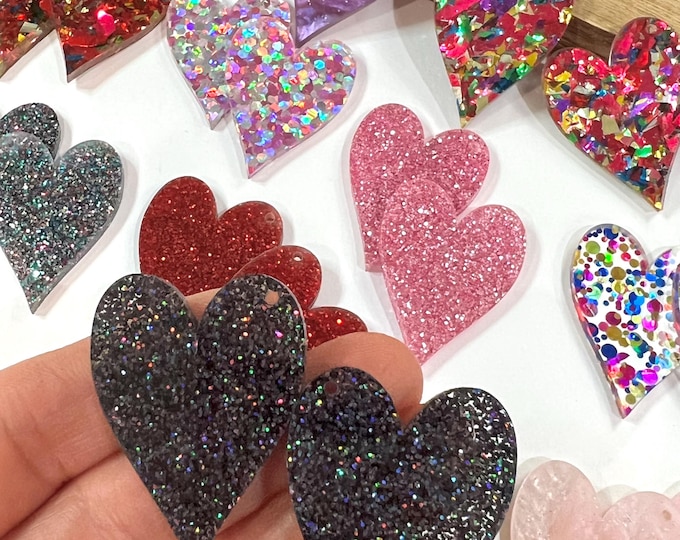 All Sizes/Colors/Quantities DIY Acrylic Valentines Day Long Heart Earring Blanks Valentine's Day