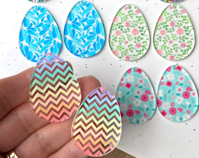 Lots of COLORS!  Easter Egg 1.5" DIY Acrylic Earring Blanks Cutout Earring, Earrings, Jewelry Blanks Crafts Made in Texas