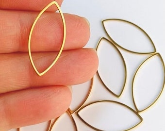 Clearance 20pcs Imperfect Stainless Steel Gold Hollow Pointed Oval Hoops Geometric Frame Connector Links Earrings Earring Findings Jewelry