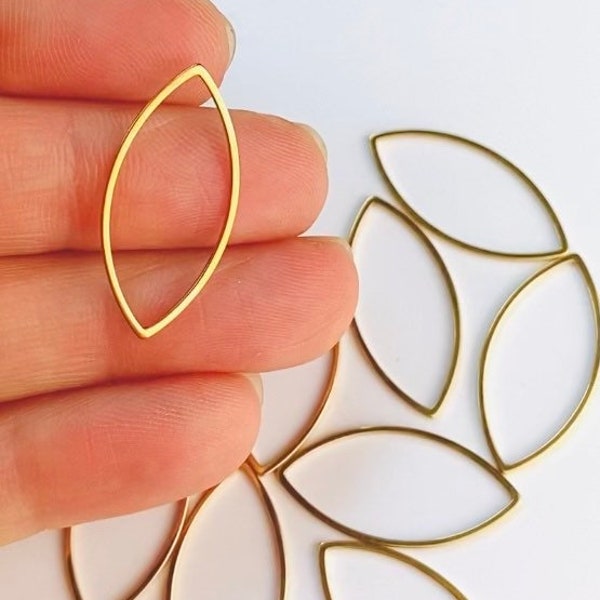 12 Stainless Steel Gold Hollow Pointed Oval Hoops Geometric Frame Connector Links Earrings Necklace Earring Findings Jewelry