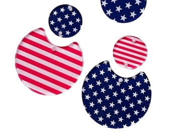 Earring Blanks Patriotic Acrylic Stars and Stripes DIY earrings Circle Set, Earring Blanks, DIY Jewelry Making, Earring Making Supplies