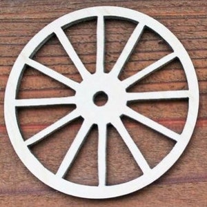 Vintage Cut Wagon Wheel Unfinished Wood Laser Cut Out Cutout Shape Crafts Sign DIY Ready to Paint or Stain