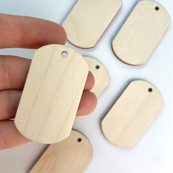 ALL SIZES BULK (12pc to 48pc) Unfinished Wood Laser Cutout Solid Dog Tag Drop Earring Jewelry Blanks Shape Crafts Made in Texas