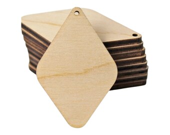 ALL SIZES BULK (12pc to 100pc) Unfinished Wood Laser Cutout Solid Teardrop Rounded Diamond Earring Jewelry Blanks Shape Crafts Made in Texas