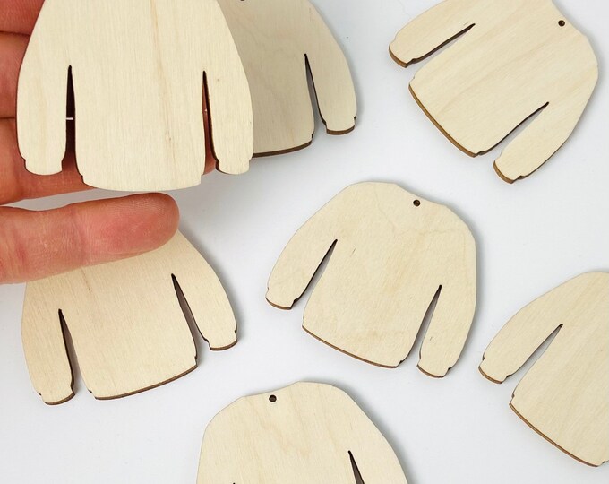 BULK (12pc to 100pc) Unfinished Wood Ugly Sweater Cutout Dangle Earring Jewelry Blanks Charms Shape Crafts Made in Texas