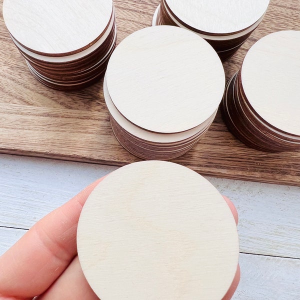 Clearance 48 Pieces 2” Wood Round Circles Unfinished Wooden Blanks Cutouts Shapes