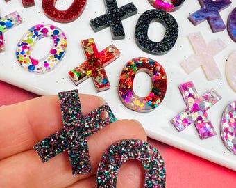 Grab Bag Special 12 Pairs DIY Acrylic Valentines Day X O Hugs & Kisses Earring Making Blanks