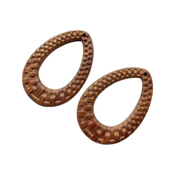 2” Wood Earring Blanks Hollow Teardrop 3D Weave Woven Look Charms Cutout Pendant Jewelry Blanks, Earring Making Supplies, DIY Earrings