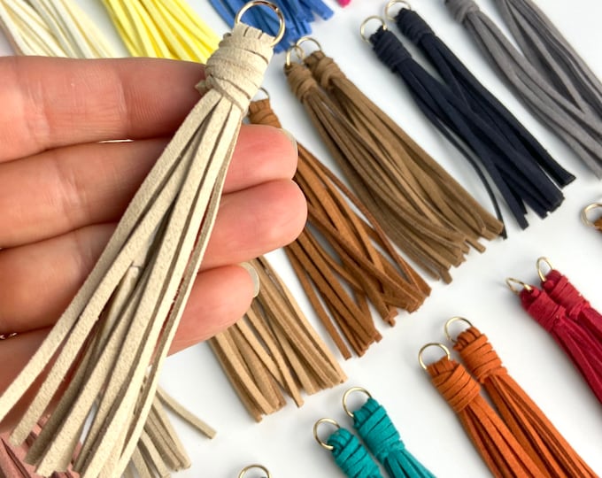 Faux Suede Tassel Tassels 3.5” w/Jump Rings Attached Great for DIY Crafts, Bead Garlands, Keychains and Dangle Earrings