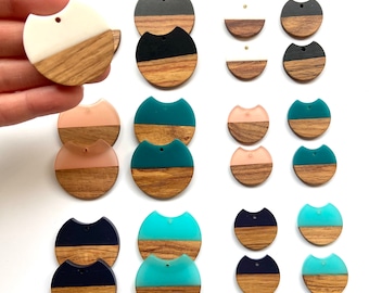 Clearance 20pcs Imperfect Resin & Wood Round Hoops Earring Blanks