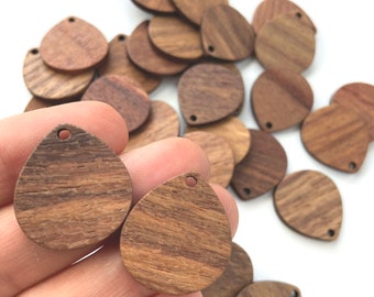 Beautiful Lightweight Natural Wood 23mmx20mm Wide Teardrop Cutout Earring Earrings Charms Jewelry Making Crafts