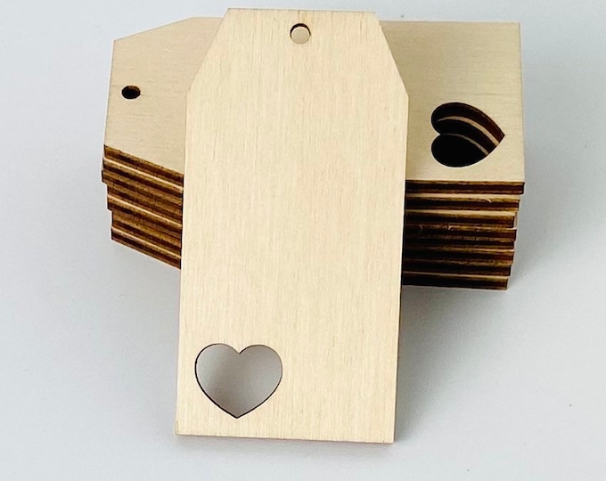 6-Pack Heart Cutout Tags with/without Holes Unfinished Wood Cutout DIY Crafts Door Hanger Ready to Paint Cut Out Birch Plywood All Sizes