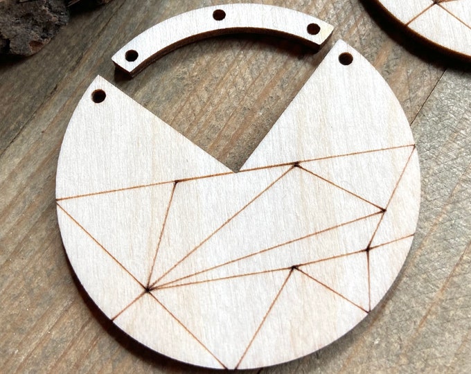 ALL SIZES BULK (12pc to 100pc) Unfinished Wood Cutout Geometric Lines Sectioned Wedge Hoop Earring Jewelry Blanks Crafts Made in Texas