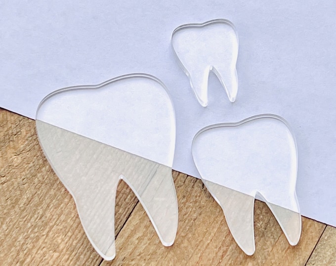 Bulk (2-24pcs) Clear Acrylic Tooth Teeth Blanks Great for Jewelry, Keychains, Badge Reel Acrylic Blanks, DIY Acrylic Vinyl Craft Blanks