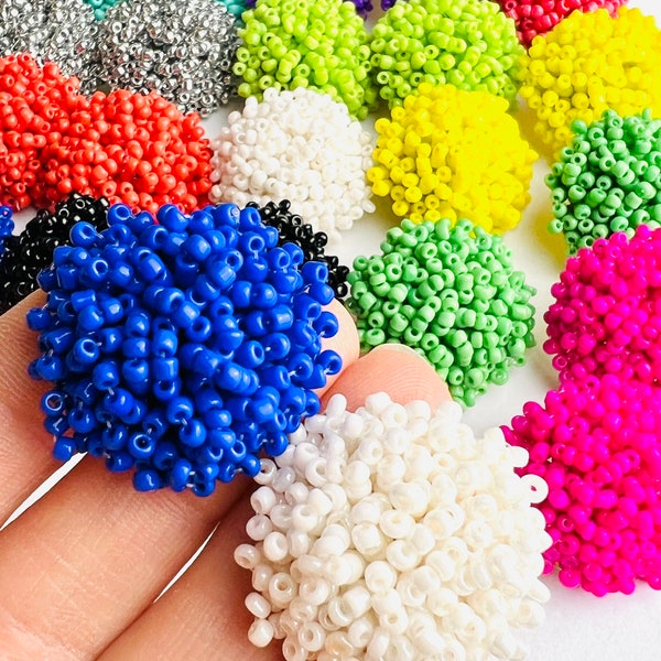 Lots of Colors! Bead Beaded Earring Toppers Large 28mm Round Circle Stud Post & Backs w/Connector Loop Holes Earring Findings