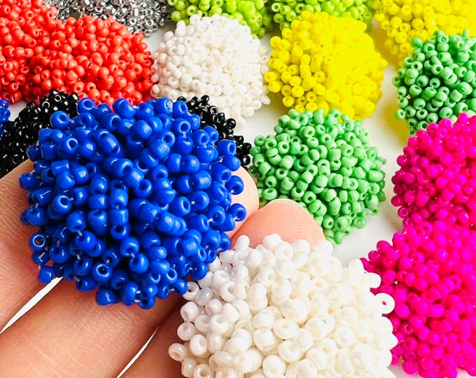 6Pcs(3 pairs) Lots of Colors! Bead Beaded Earring Toppers Large 28mm Round Circle Stud Post & Backs w/Connector Loop Holes Earring Findings