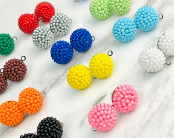 Clearance 6pcs Imperfect 14mm Beaded Earring Posts & Backs w/Connector Loop Holes Dangle Style Earring Findings  Making Supplies